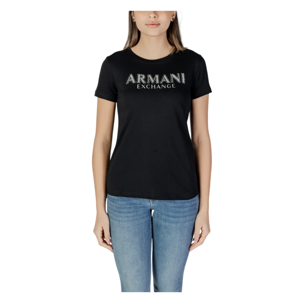 Armani Exchange Korte Mouw T-Shirt Lente Zomer Collectie Black Dames