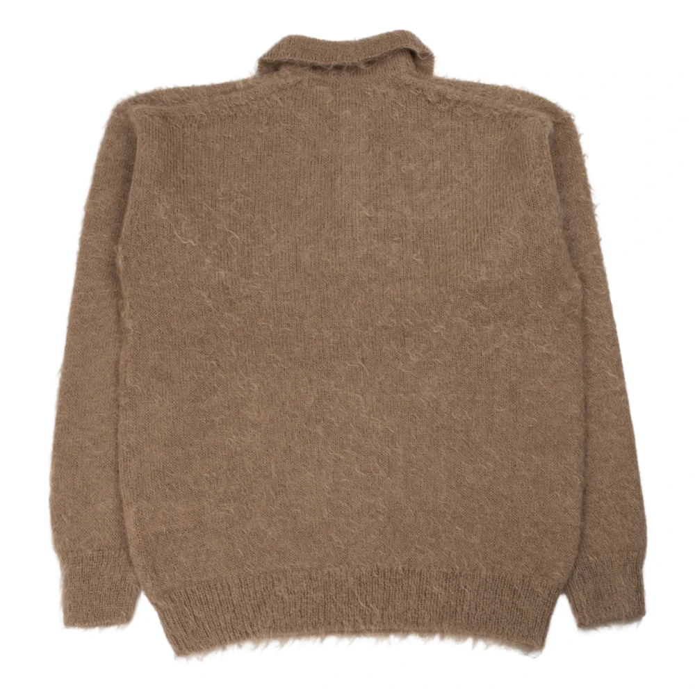 Auralee Luxe Mohair Gebreide Polo in Grijs Beige Heren