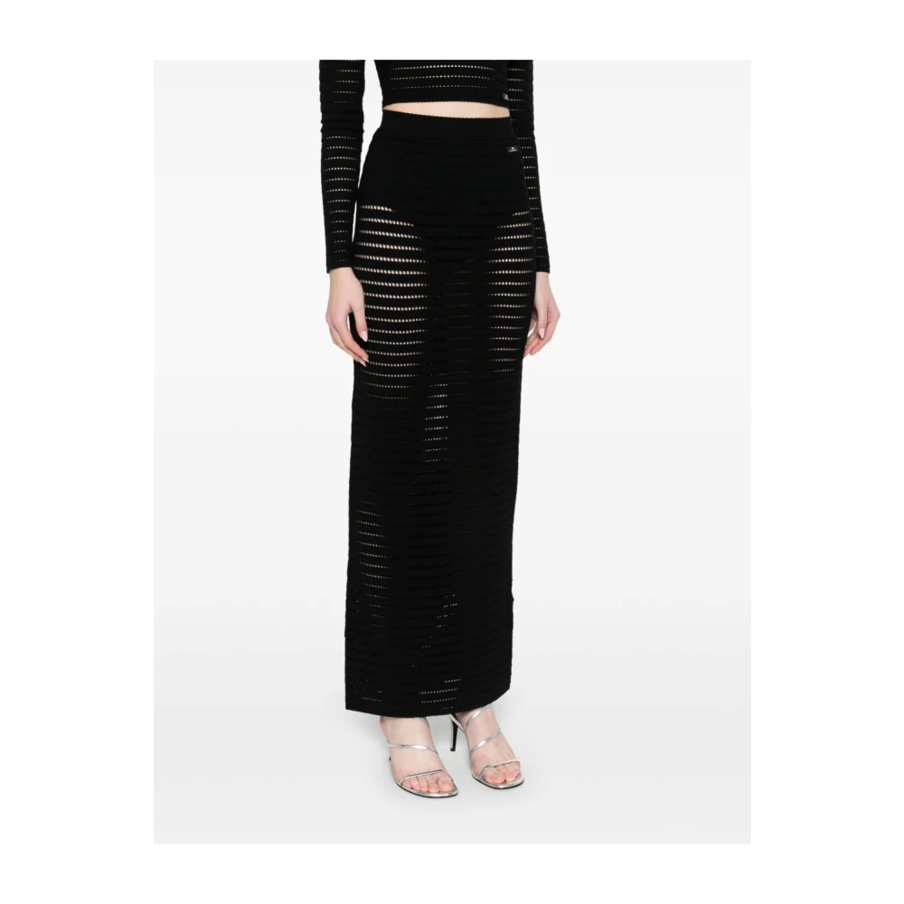 Elisabetta Franchi Zwarte Geribbelde Tailleband Mini Rok Black Dames
