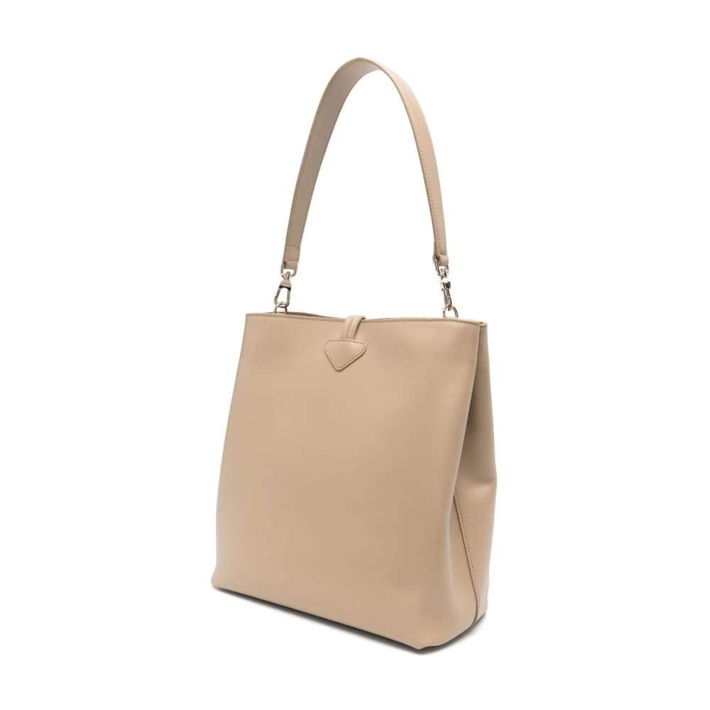 Longchamp Root Gold-Tone Calfskin Tassen Beige Dames