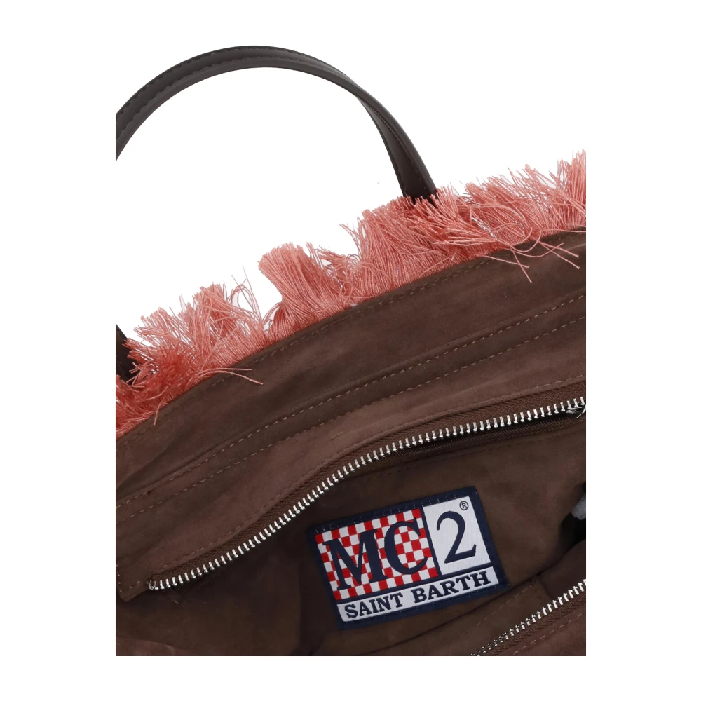 Saint Barth Roze Fluwelen Handtas met Franjes Pink Dames