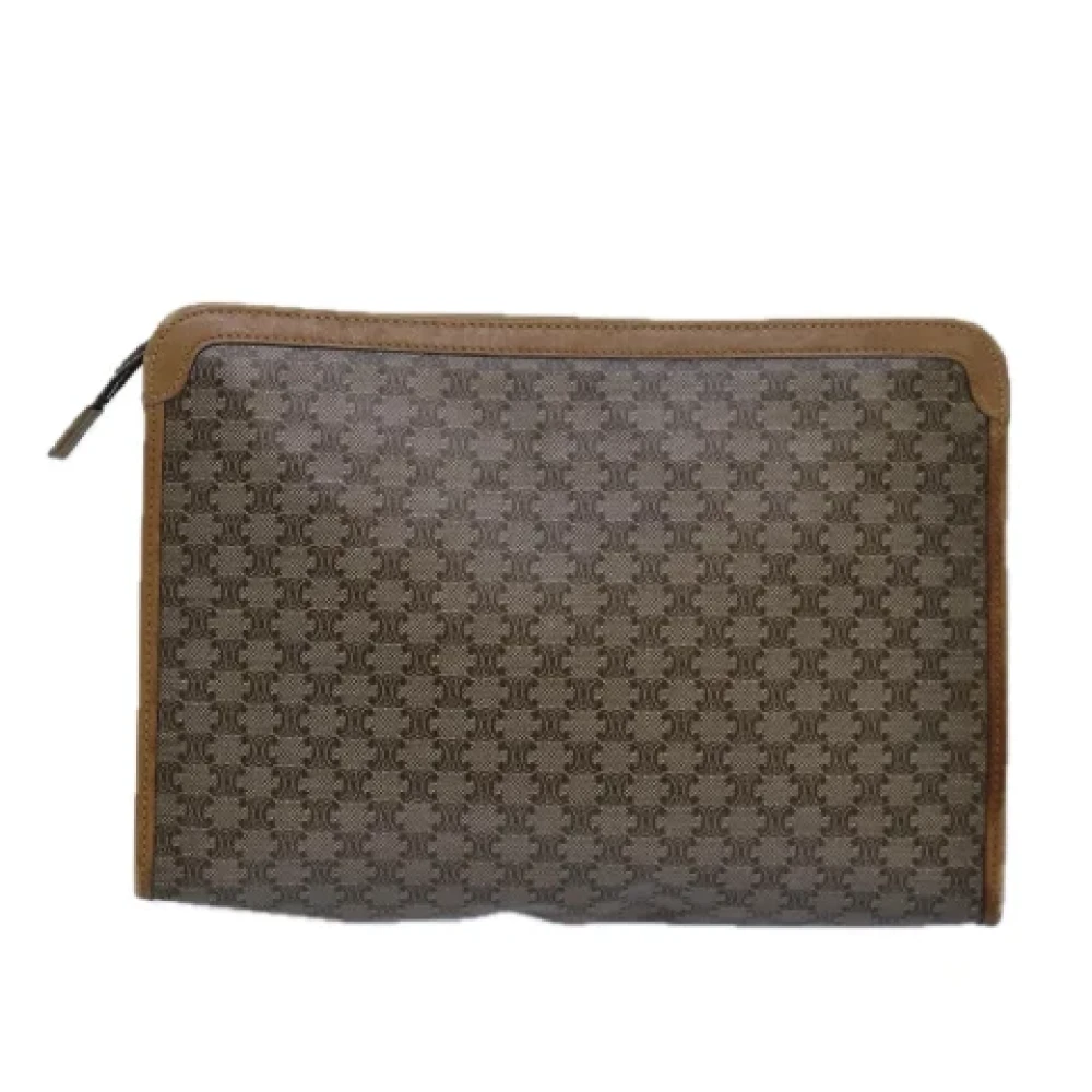 Celine Vintage Pre-owned Leather clutches Beige Dames