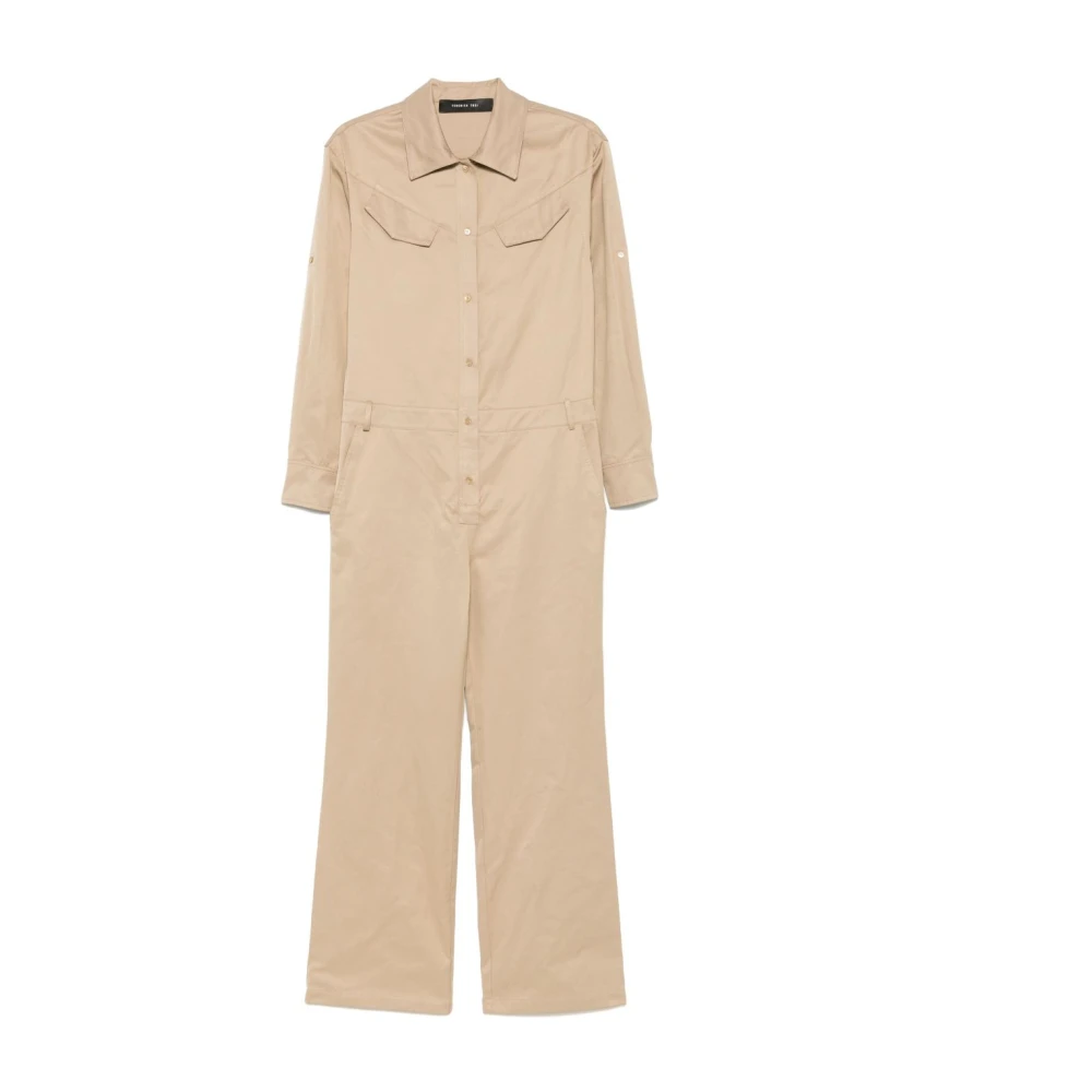 Federica Tosi Twill Suit Jurk met Beige Knopen Beige Dames