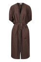 robe-en-popeline-de-coton-marron-avec-col-en-v