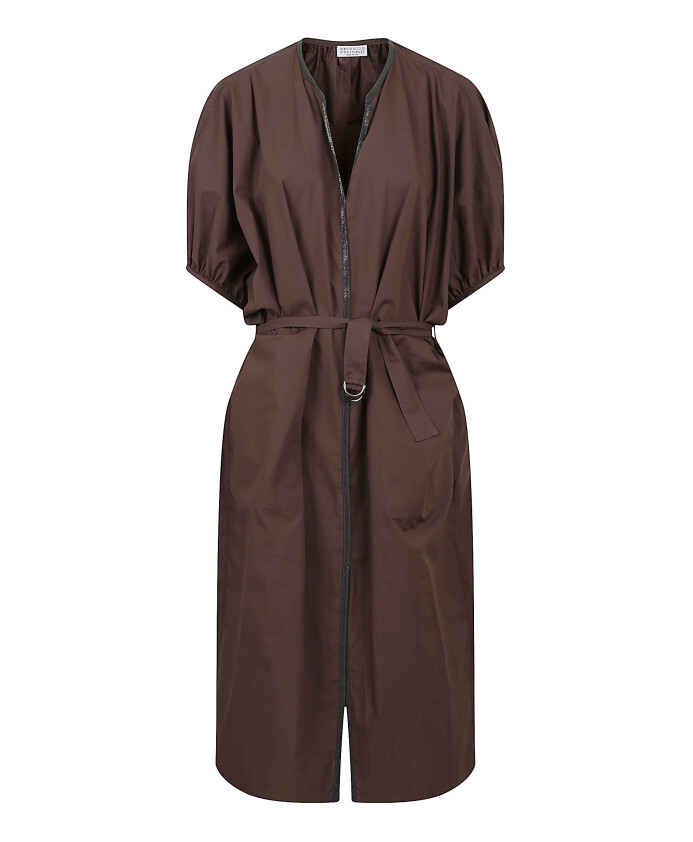 robe-en-popeline-de-coton-marron-avec-col-en-v