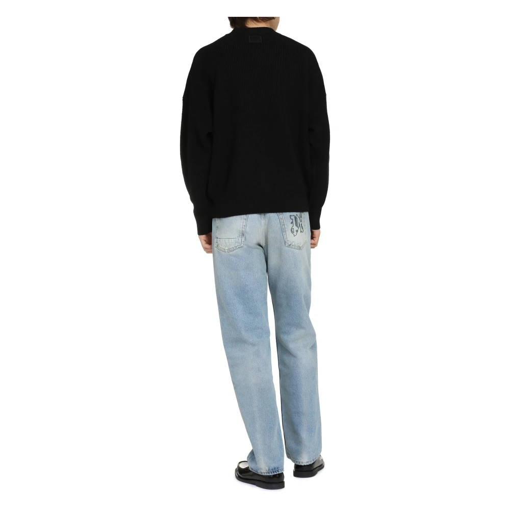 Isabel marant Geribbelde Gebreide Wollen Trui Black Heren