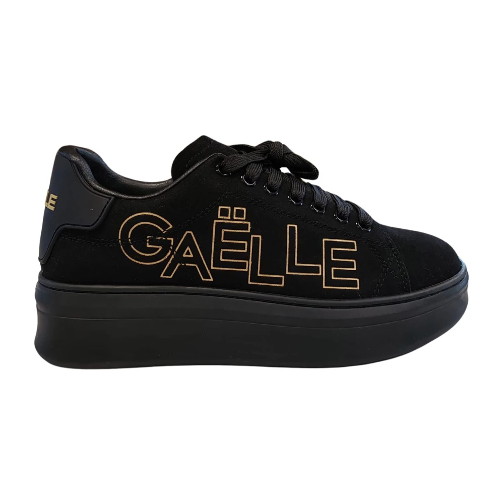 Gaëlle Paris Logo Embossed Leather Sneakers Addict Dames Schoenen Zwart