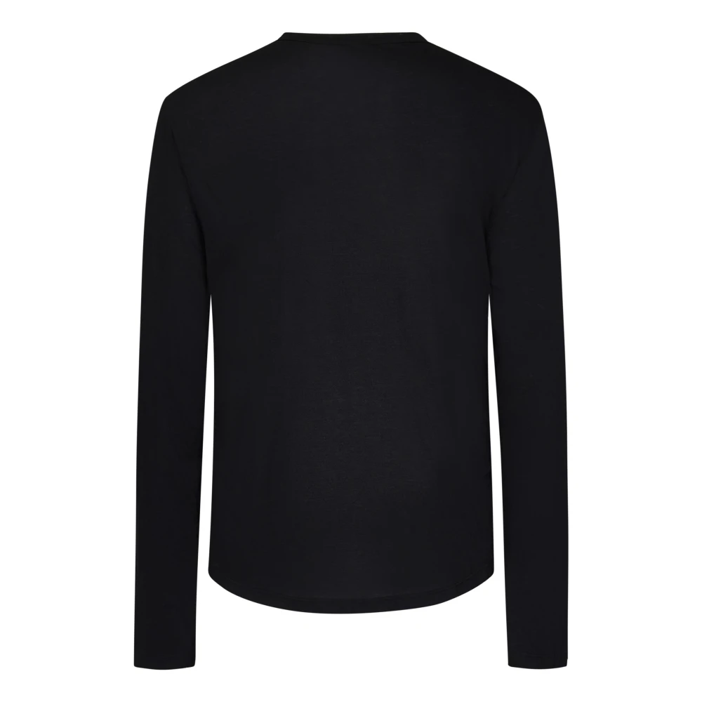 James Perse Zwarte T-shirts en Polos met Ribbed Crew Neck Black Heren