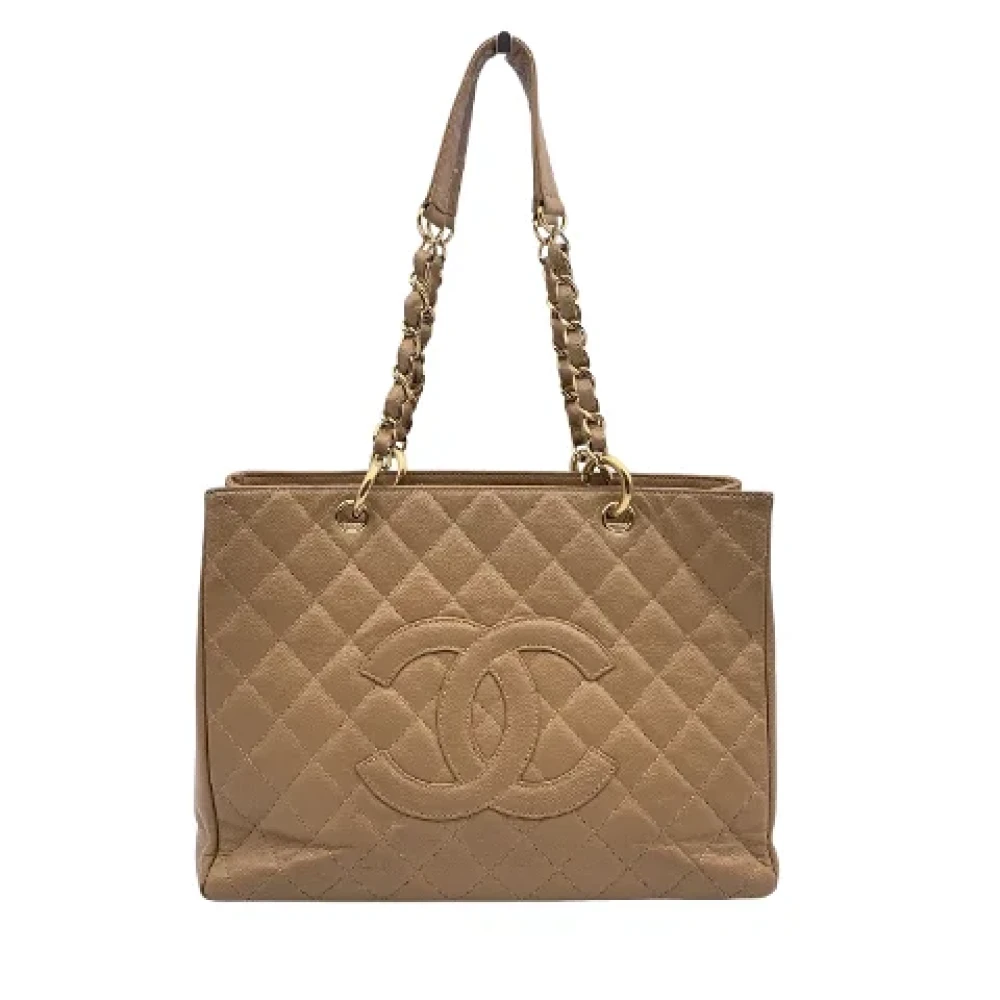 Chanel Vintage Pre-owned Leather totes Beige Dames