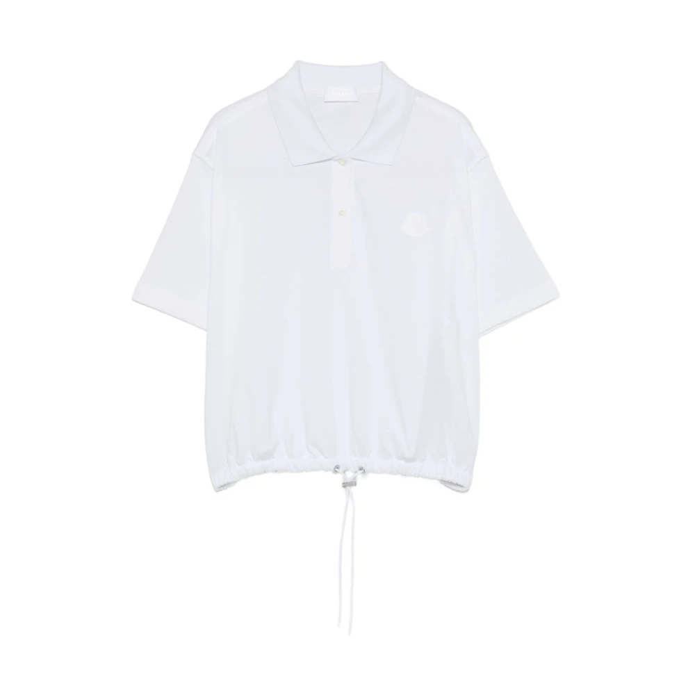 Moncler Logo Patch Cotton Polo - Female - Polo Shirts - White - Xs - Tops