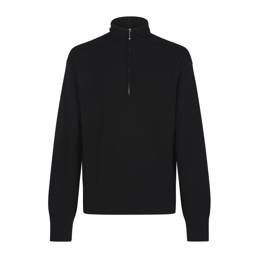 Burberry Zwarte Wol Zip-Up Sweater Black Heren