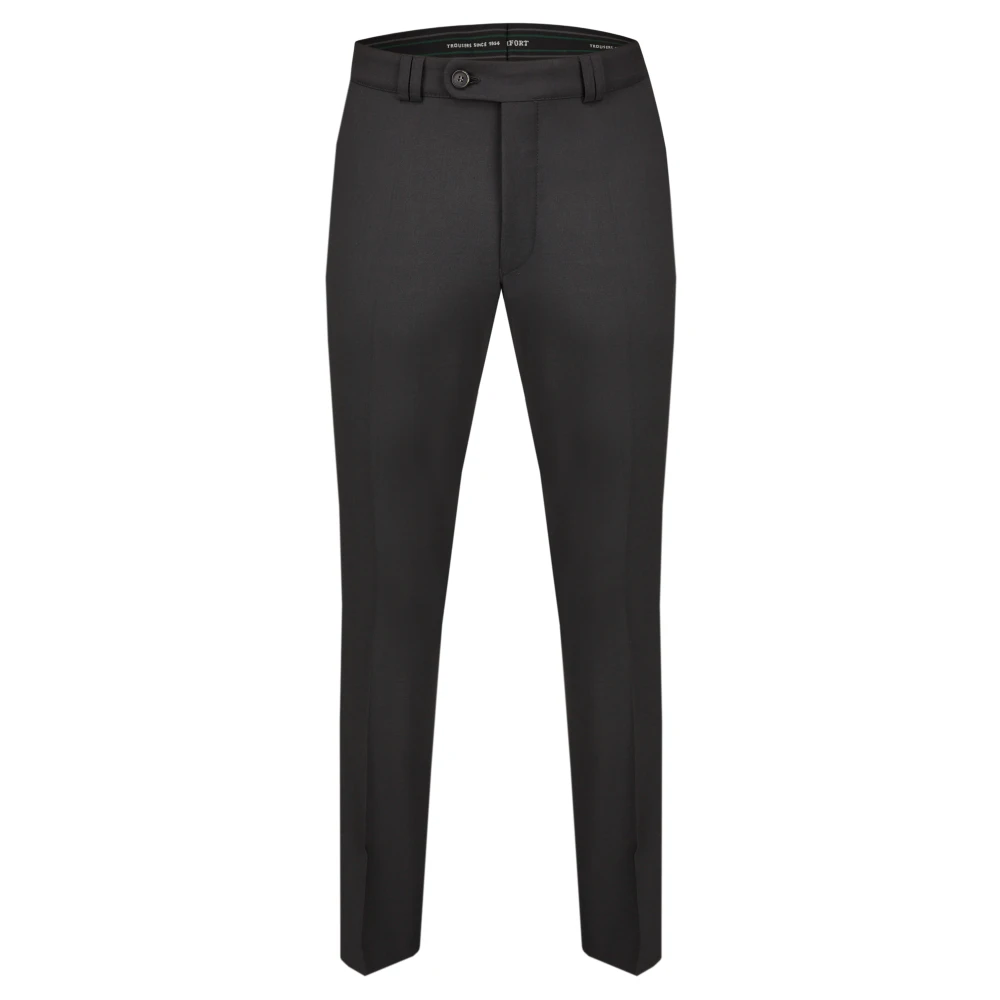 Club of comfort Comfortabele platte voorkant wollen stretchbroek Black Dames