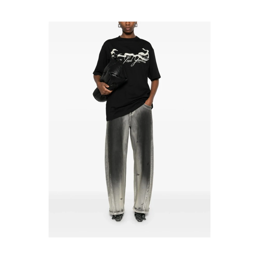 Jean Paul Gaultier Zwarte Ronde Hals Korte Mouwen T-shirt Black Dames