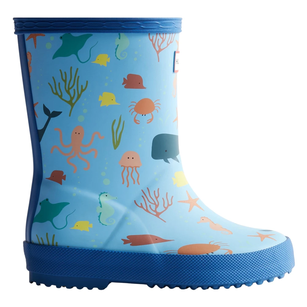 Hunter Unisex Kids Blue Kids Wellies, 28 Eu, First Classic Ocean Print Wellington Boots