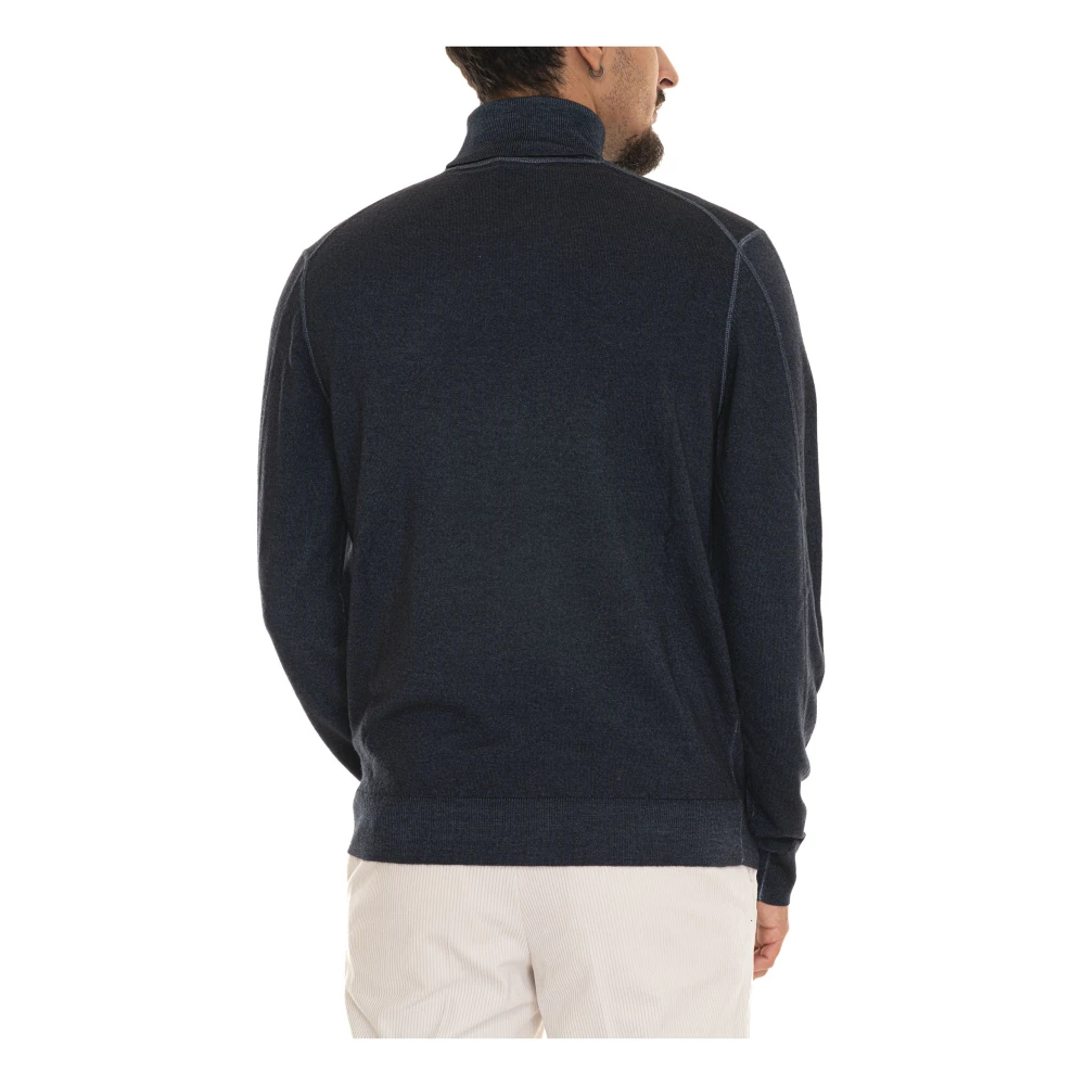 Boss Turtleneck gebreide trui Blue Heren