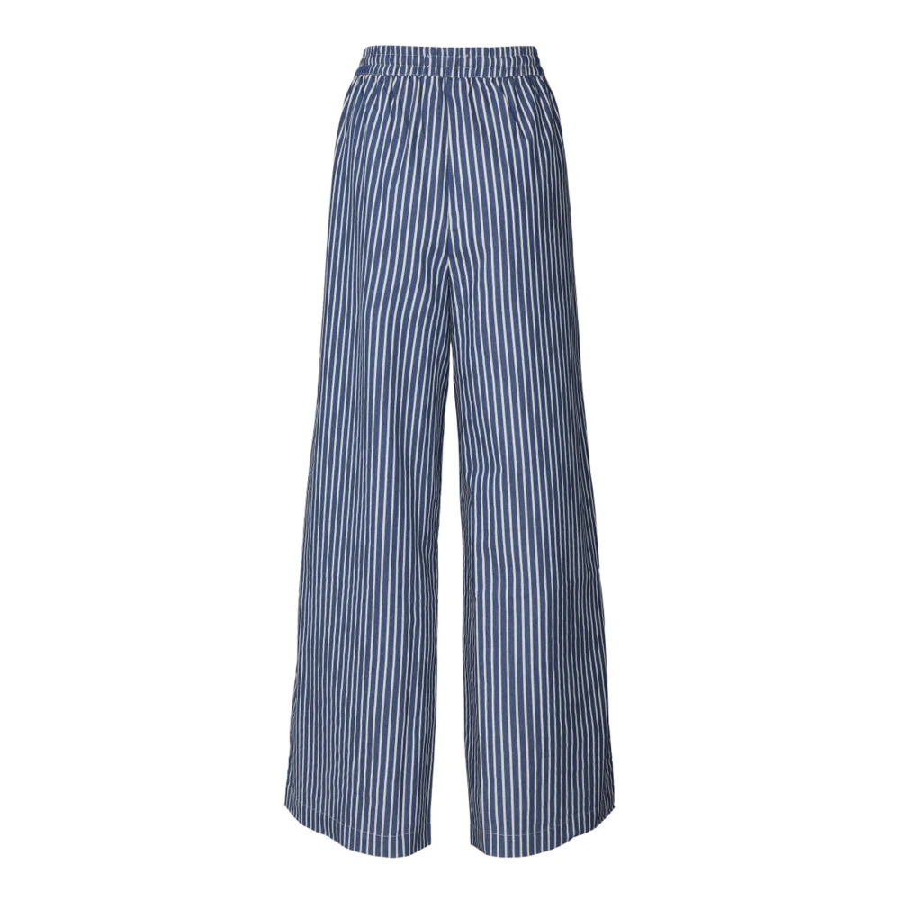 Lollys Laundry Women's Blue Striped Elastic Waist Trousers - Wide Trousers - Xl - Trousers