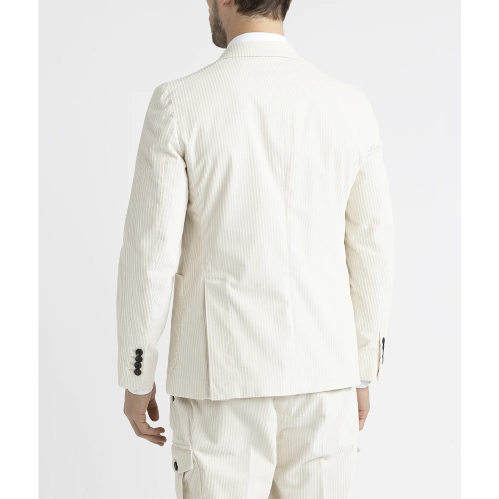 PESERICO Stretch katoenen ribfluwelen single-breasted blazer Beige Heren