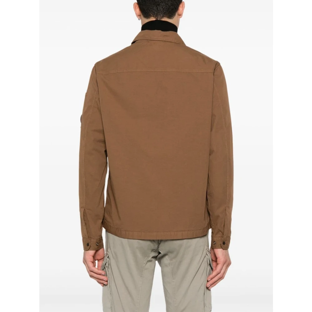 C.P. Company Aarde Bruine Gabardine Shirt Bril Detail Brown Heren