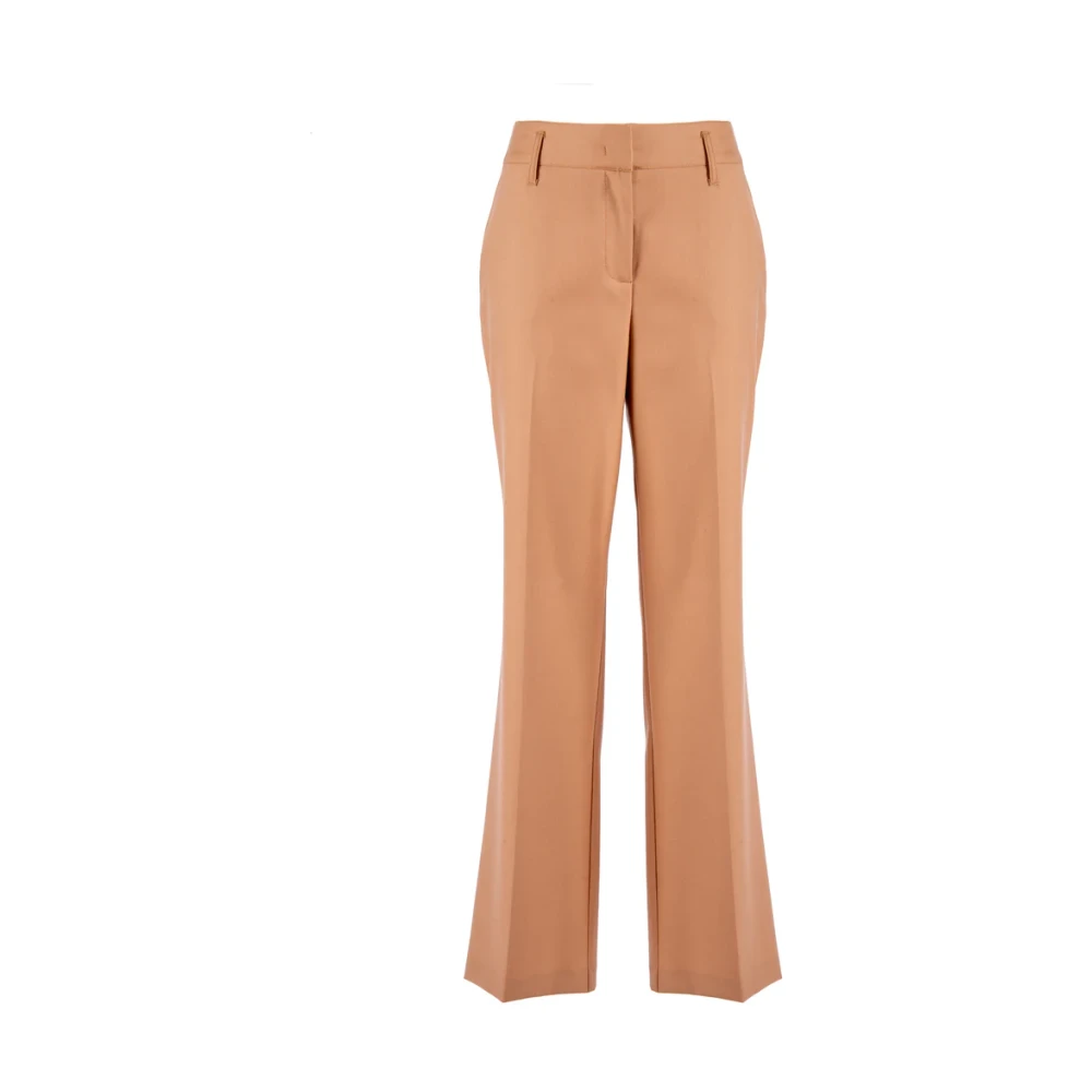 Nenette Bruine Wol Straight Cut Broek Brown Dames