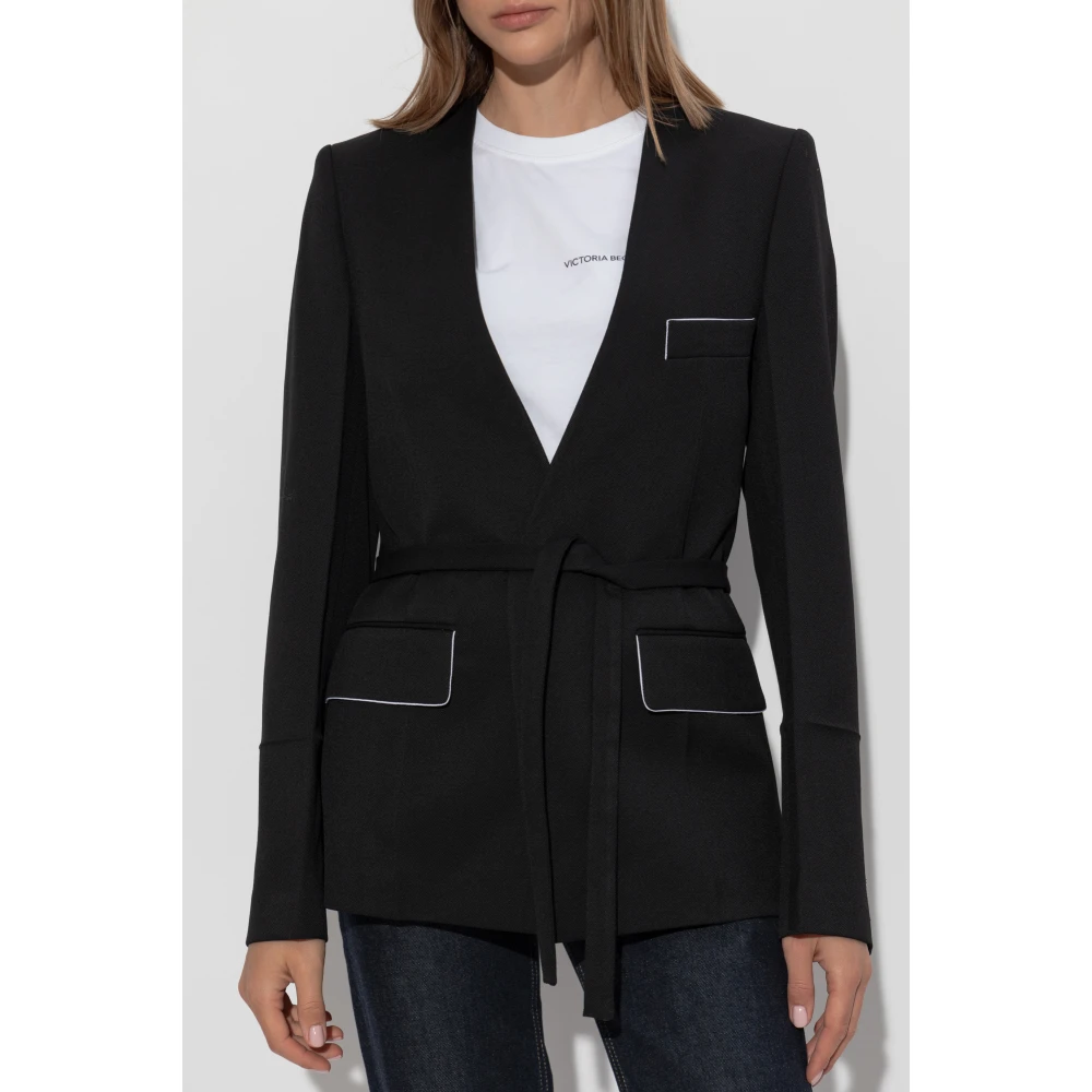 Victoria Beckham Tie-Waist Blazer Black Dames