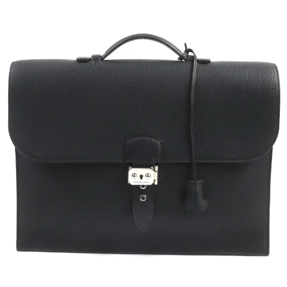 Hermès Vintage Pre-owned Leather briefcases Black Heren