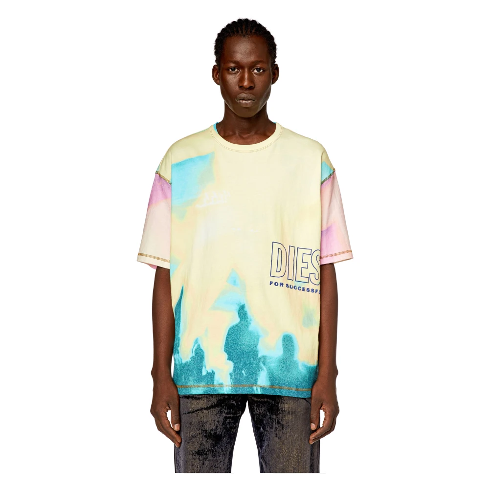 Diesel T-shirt with faded pastel print Yellow Heren