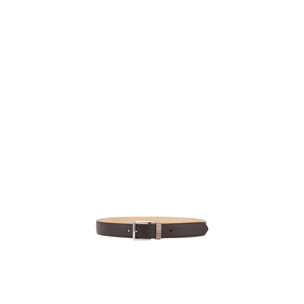 PS By Paul Smith Zebra Streep Leren Riem Bruin Brown Heren