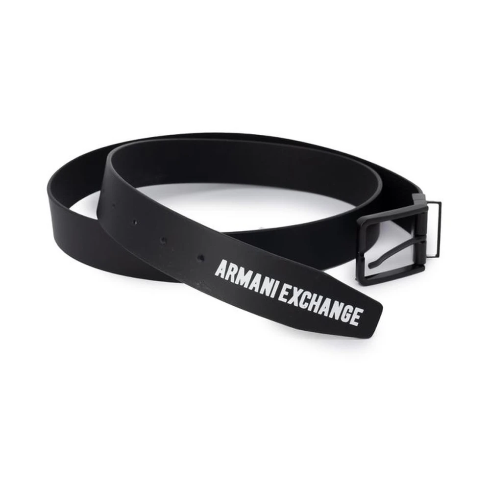 Armani Exchange Bovine Leren Riemcollectie voor Mannen Black Heren