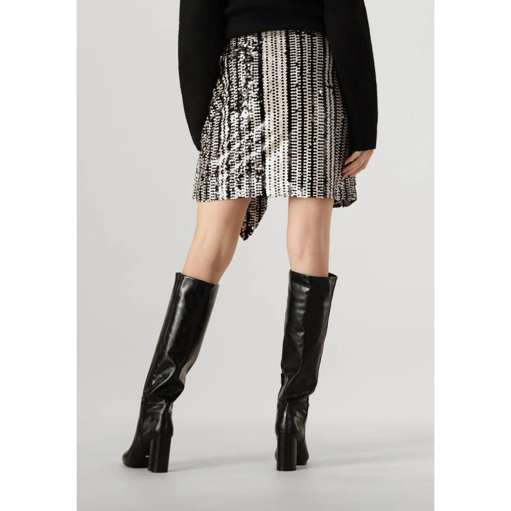 Ibana Zwart en Wit Pailletten Minirok Black Dames