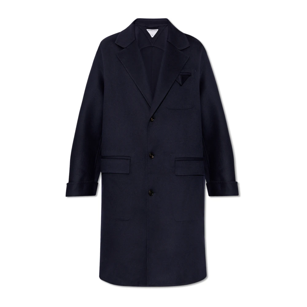 Bottega Veneta Women's Blue Single-Breasted Wool Blend Coat
