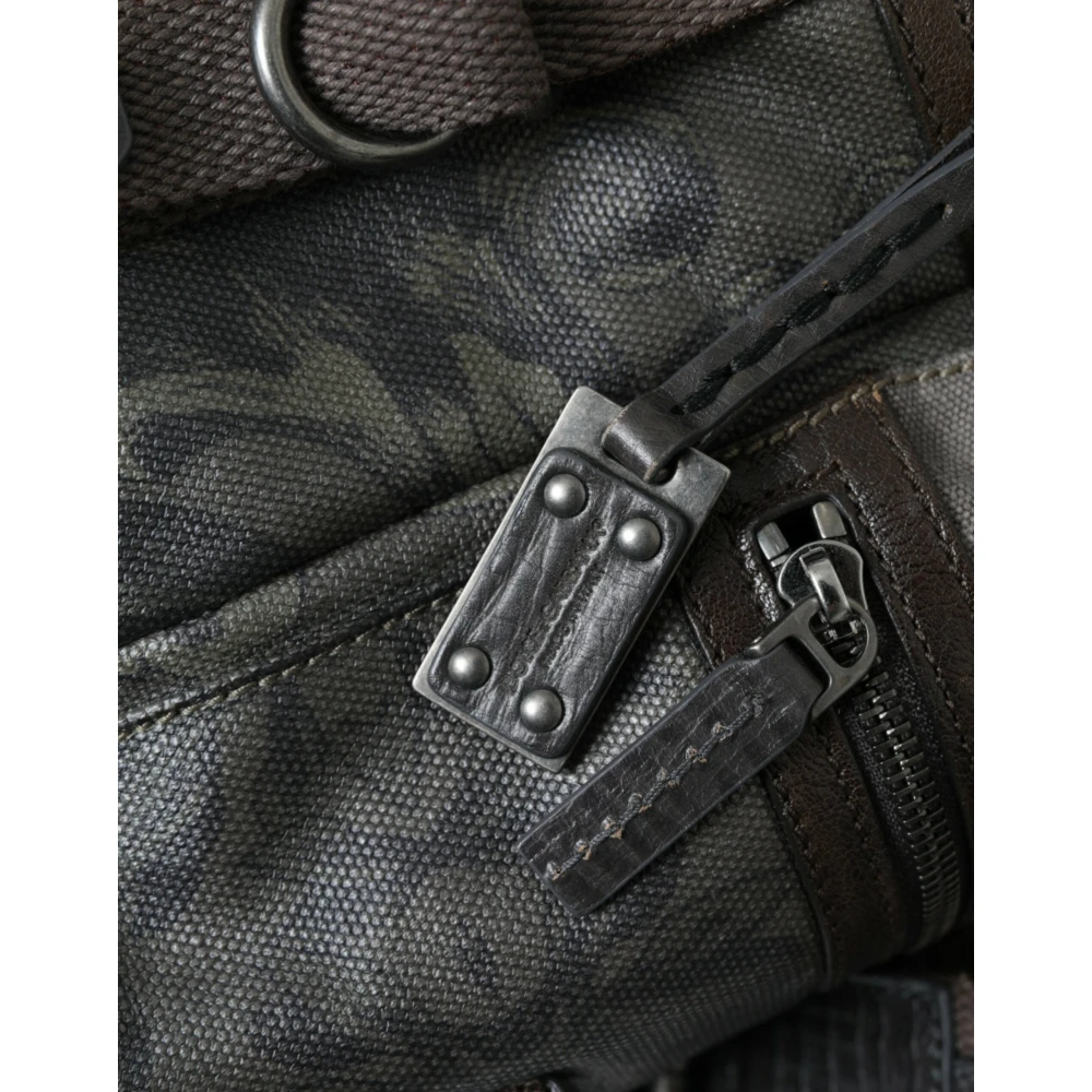 Dolce & Gabbana Canvas en Leren Rugzak Green Unisex