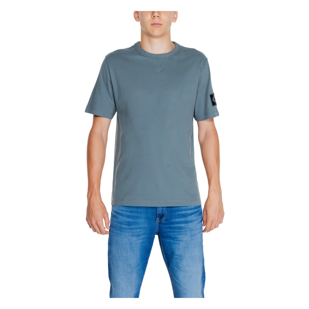 Calvin Klein Jeans Effen Ronde Hals Katoenen T-shirt Mannen Gray Heren