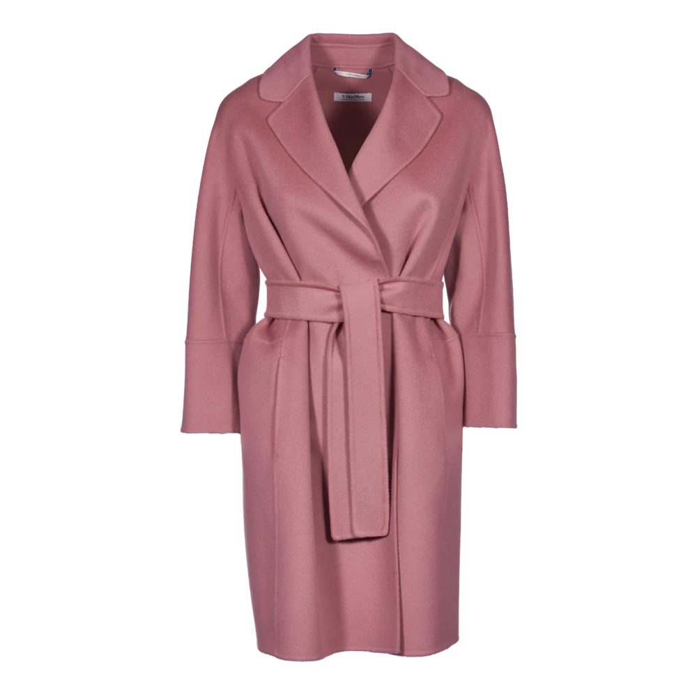 Max Mara Roze Wollen Jas Raglanmouwen Pink Dames