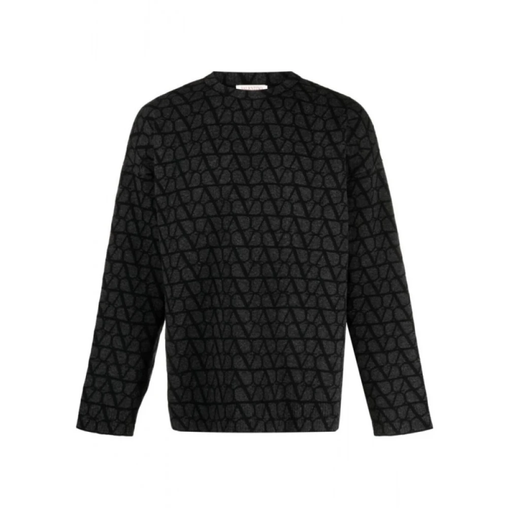 Valentino Iconographe Crewneck Sweater Gray Heren