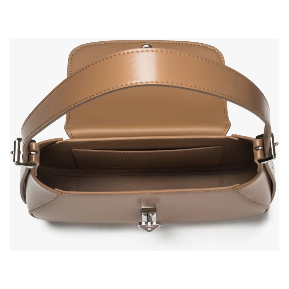 Estro Kleine Beige Leren Schoudertas voor Vrouwen met Hartvormige Pin Er00116267 Beige Dames