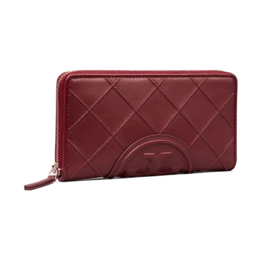 TORY BURCH Gewatteerde leren portemonnee met dubbele T Red Dames