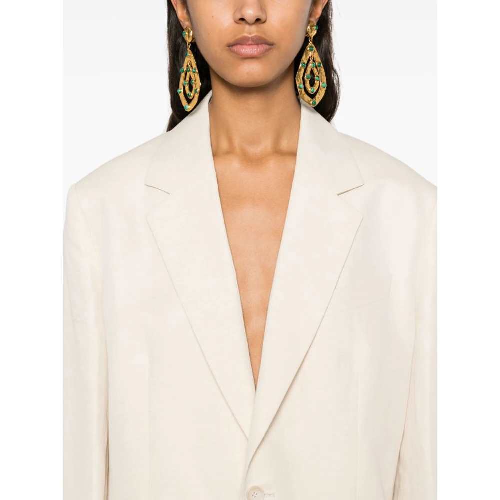 Filippa K Roomkleurige jas met knoopsluiting Zakken Beige Dames
