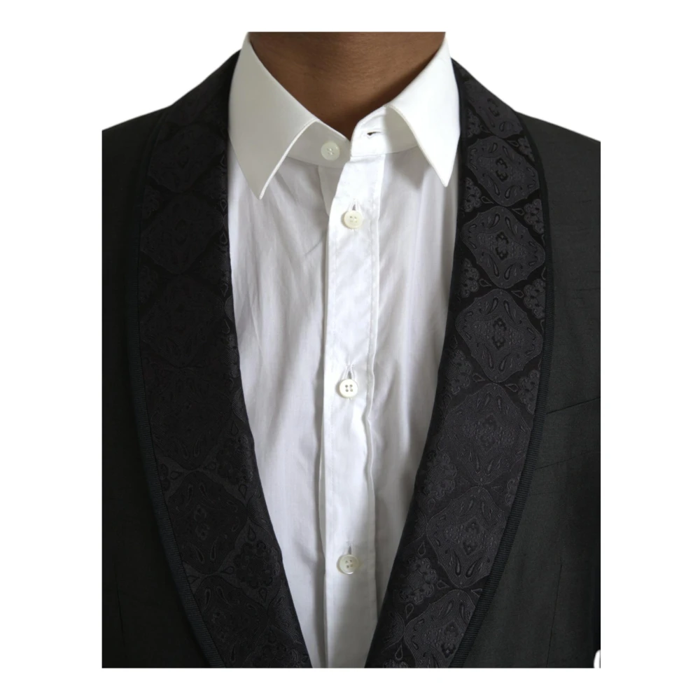 Dolce & Gabbana Zijden Blazer met Eén Knoop Black Heren