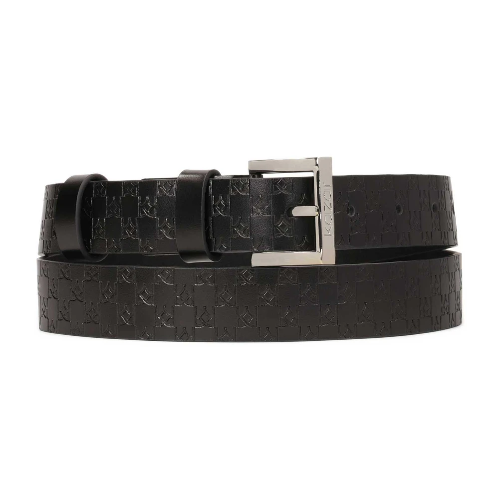 Kazar Zwart riem met reliëf monogrammen Black Dames