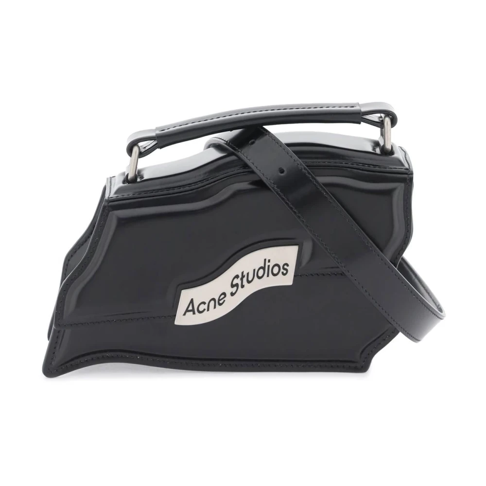 Acne Studios Golvende Mini Tas met Metalen Logo Plaat Black Dames