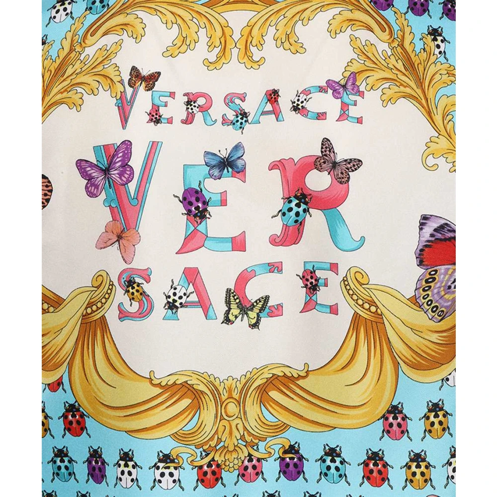 Versace Logo Print T-shirt Medusa Veiligheidsspeld White Dames