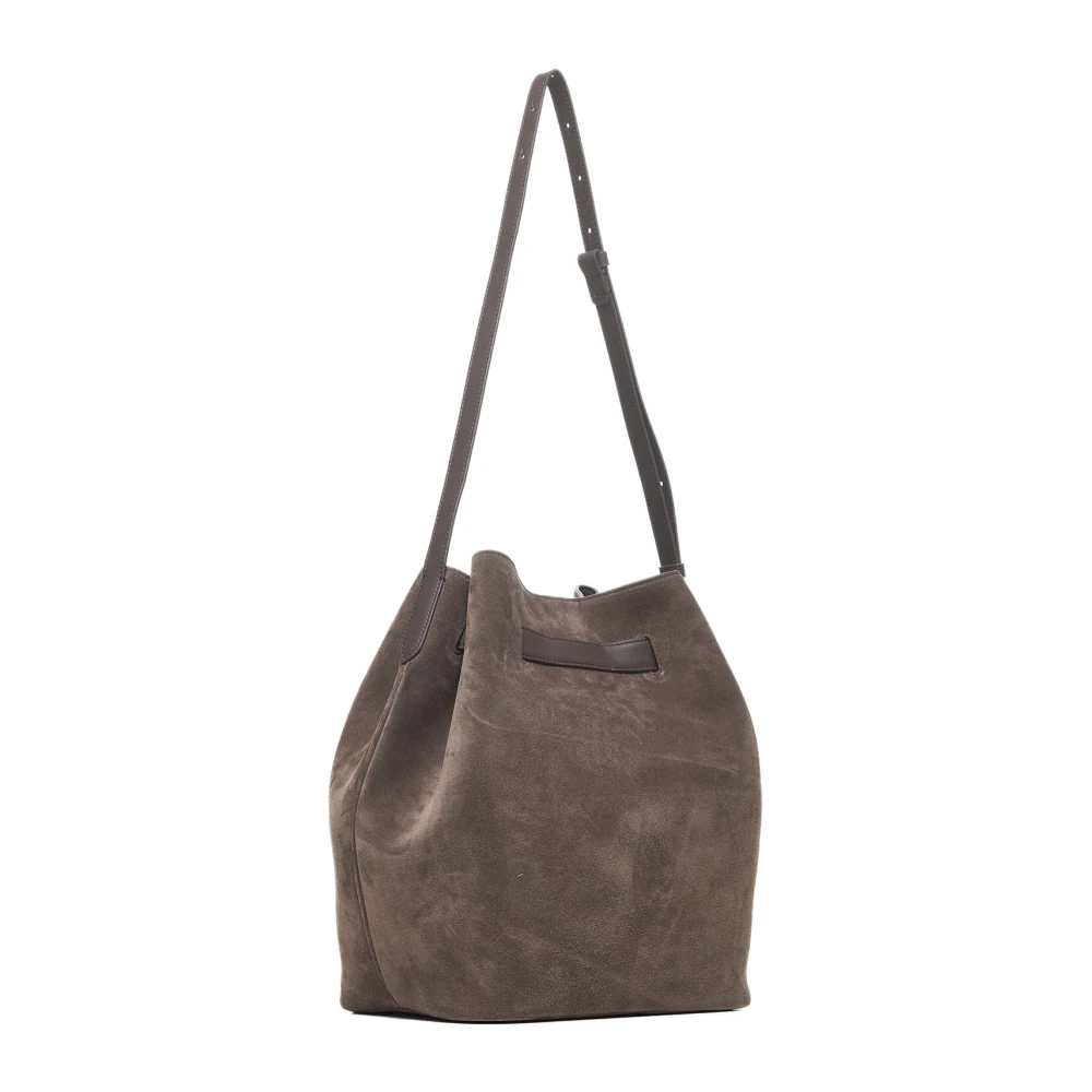 BRUNELLO CUCINELLI Bruin Suède Schoudertas met Verstelbare Band Brown Dames