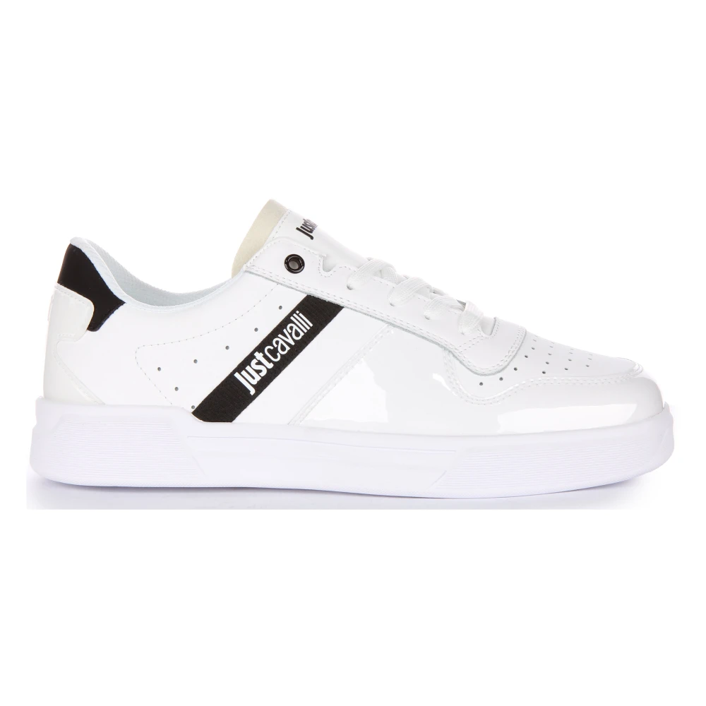 Just Cavalli Minimalistische Witte Sneakers Stijlvol Ontwerp Heren Schoenen