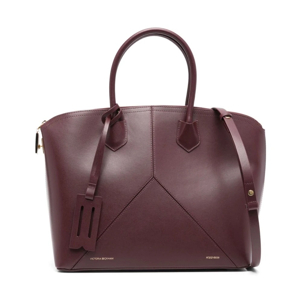 Victoria Beckham Bourgondische kalfsleren handtas met logoprint Purple Dames