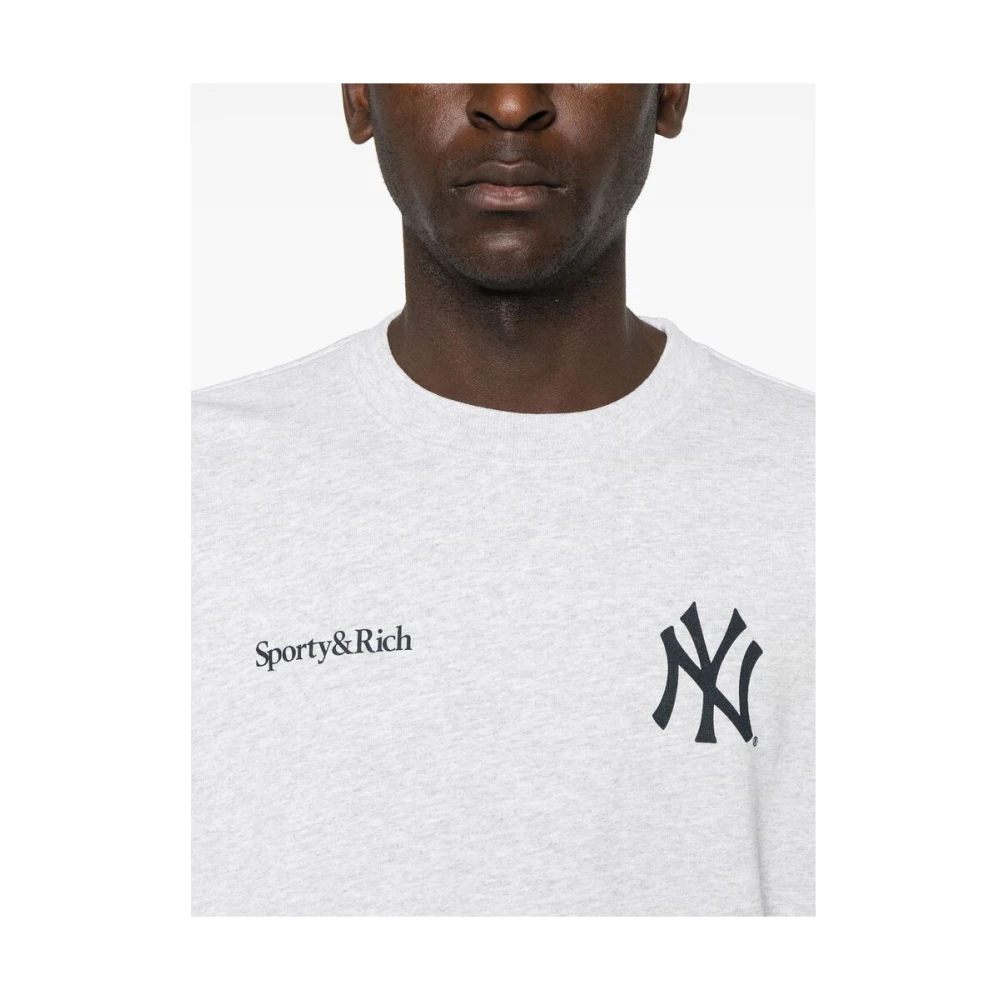 Sporty & Rich Heather Grey Crew Neck Sweater Gray Dames