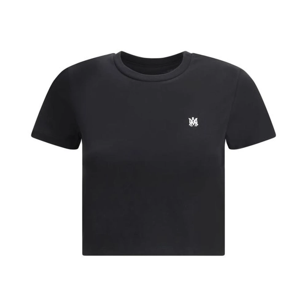 Amiri Contrasterend Logo Geknipt Katoenen T-Shirt Black Dames