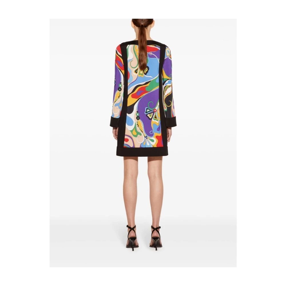 EMILIO PUCCI Paarse Abstract Patroon A-Lijn Jurk Multicolor Dames