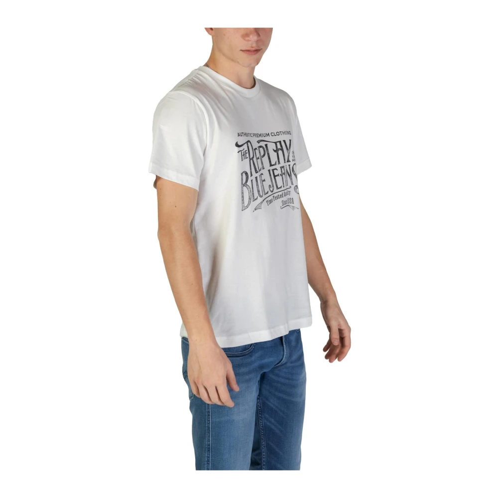 Replay Graphic Tee Katoenen T-shirt White Heren