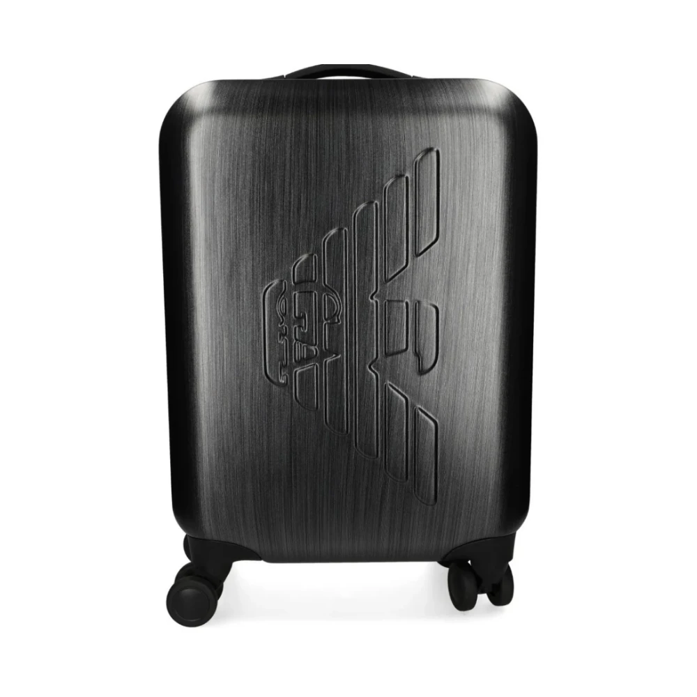 Emporio Armani Mannelijk Grijs Koffers Heren, One Size, Maxi Logo Trolley