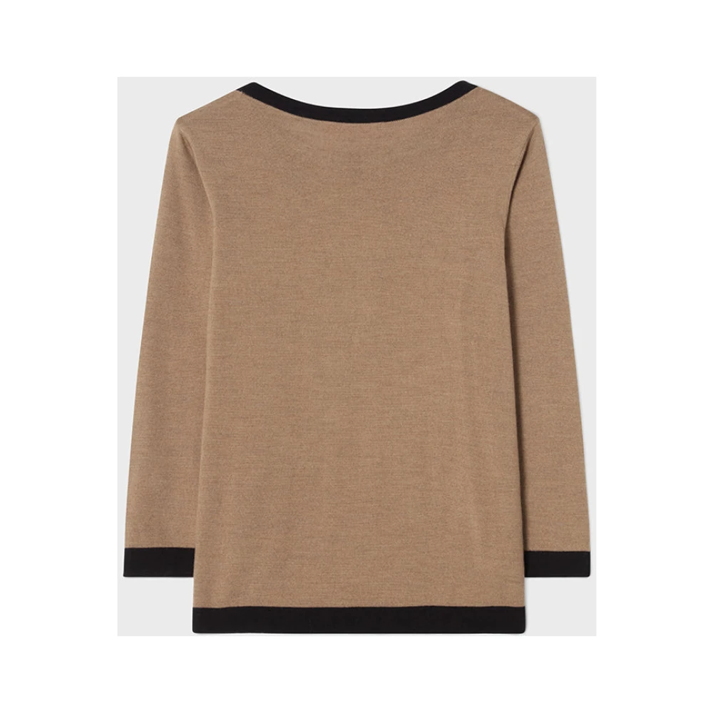 Busnel Merino Wol Gebreide Top met B-Knoppen Brown Dames